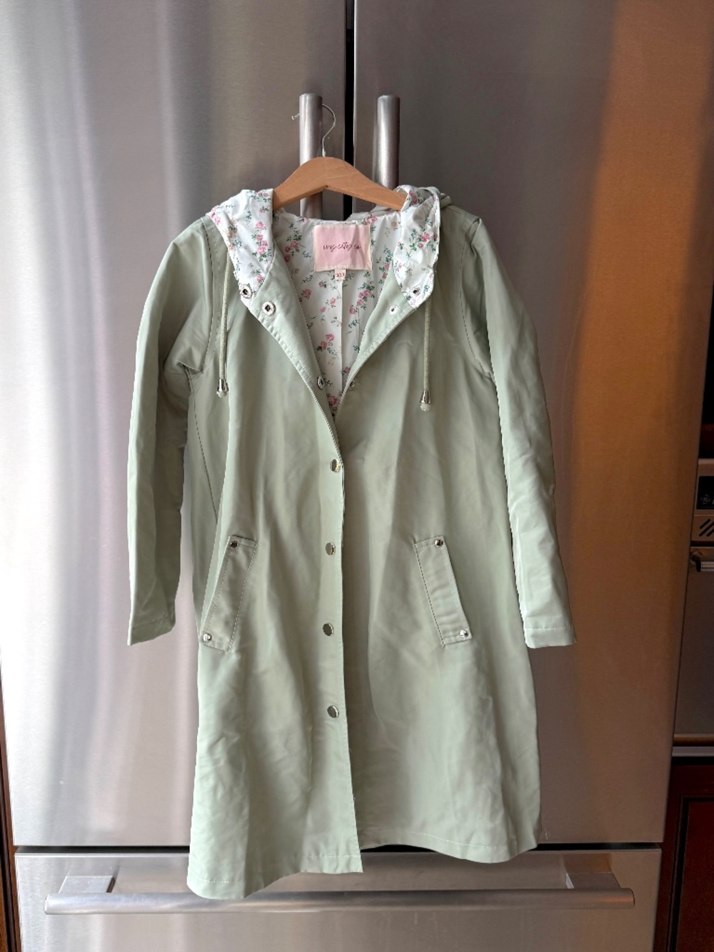 NWOT Ivy City Co Hooded Kids Raincoat with Floral Trim